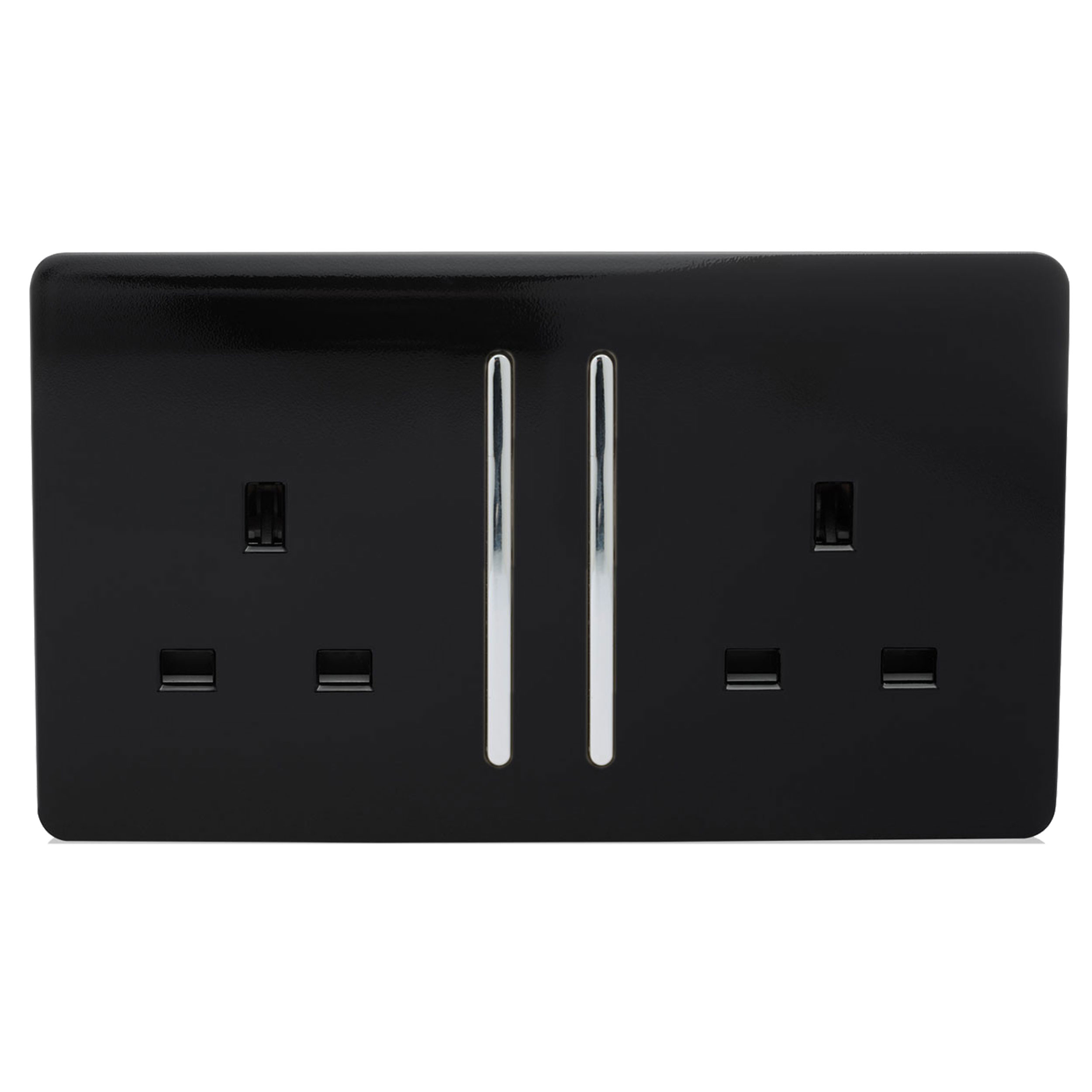 ART-SKT213LBK  2 Gang 13Amp Long Switched Double Socket Gloss Black